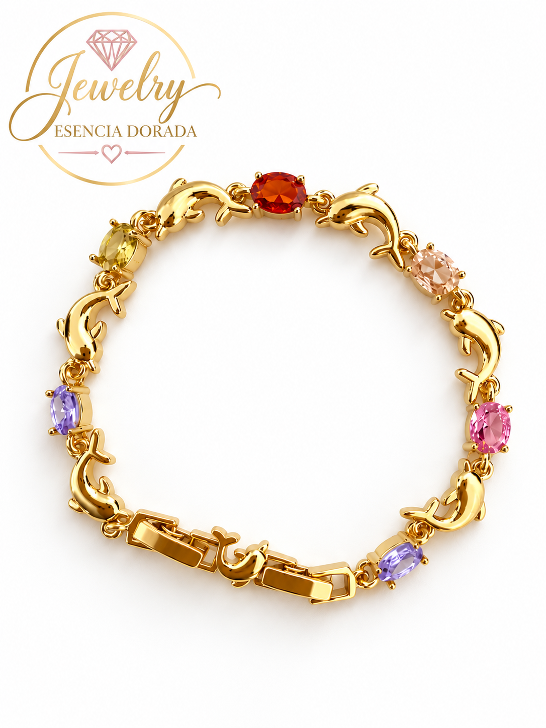 Pulsera de delfin multicolor con doble cierre